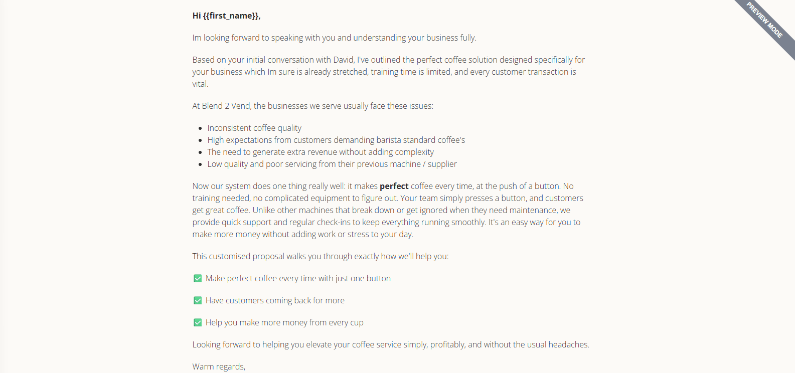 Blend2Vend coffee-machine sales funnel tracked in GoHighLevel.